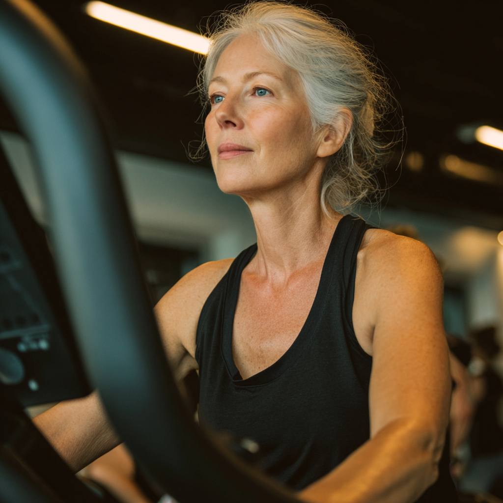 53 years old woman at cardio training